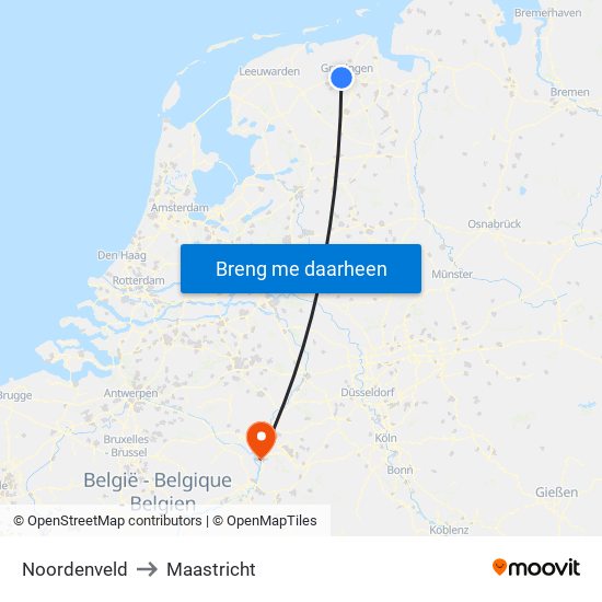 Noordenveld to Maastricht map