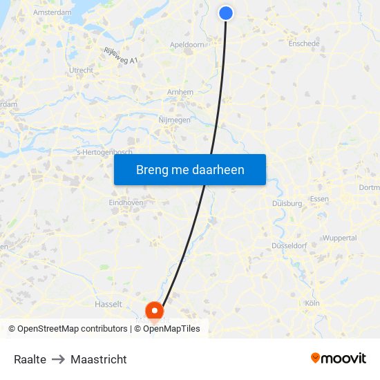 Raalte to Maastricht map