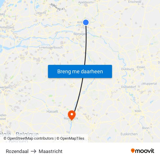 Rozendaal to Maastricht map