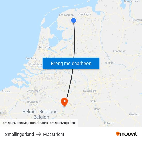 Smallingerland to Maastricht map
