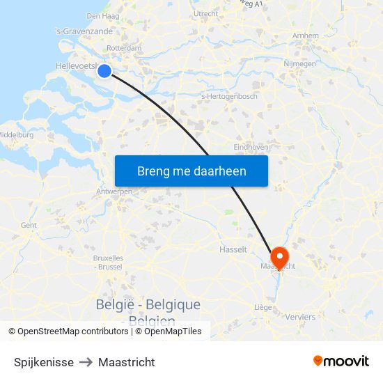 Spijkenisse to Maastricht map