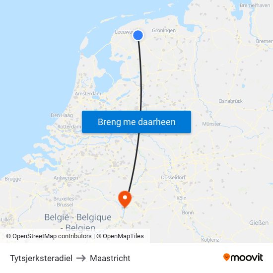 Tytsjerksteradiel to Maastricht map