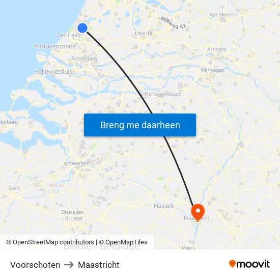 Voorschoten to Maastricht map