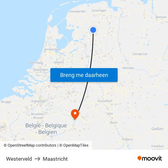 Westerveld to Maastricht map