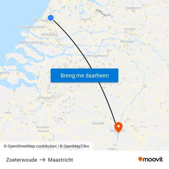 Zoeterwoude to Maastricht map