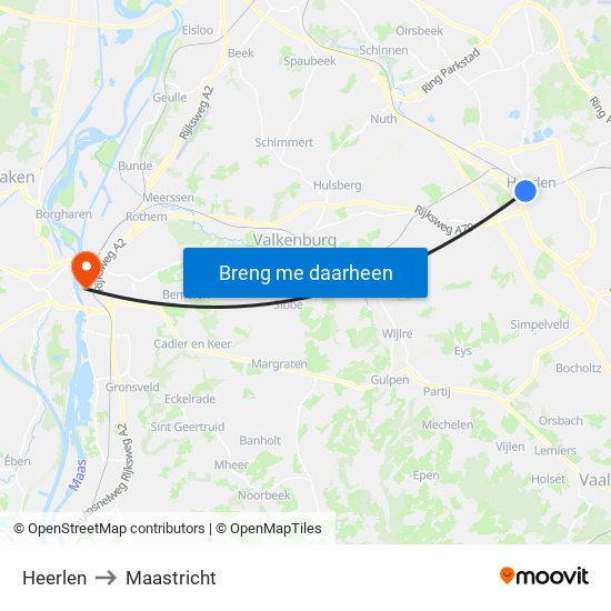 Heerlen to Maastricht map