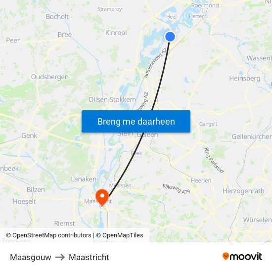 Maasgouw to Maastricht map