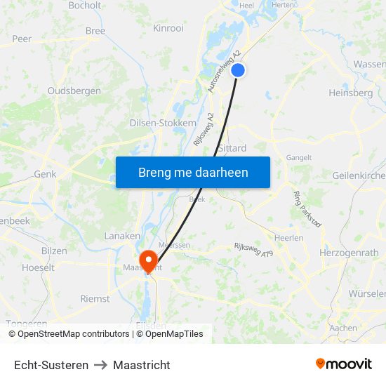 Echt-Susteren to Maastricht map