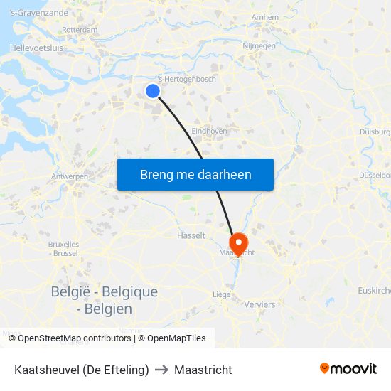 Kaatsheuvel (De Efteling) to Maastricht map