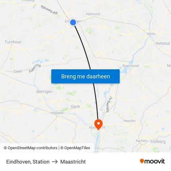 Eindhoven, Station to Maastricht map