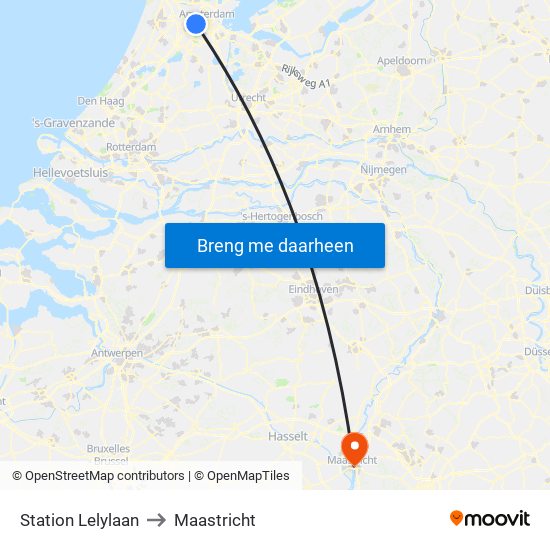 Station Lelylaan to Maastricht map