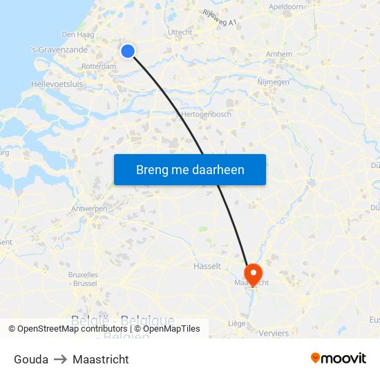 Gouda to Maastricht map