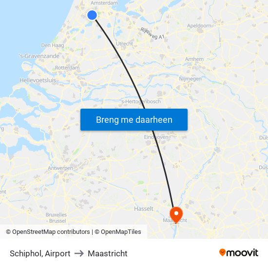 Schiphol, Airport to Maastricht map