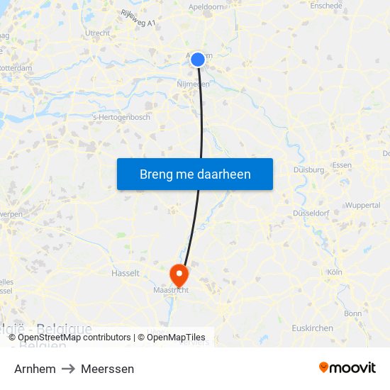 Arnhem to Meerssen map