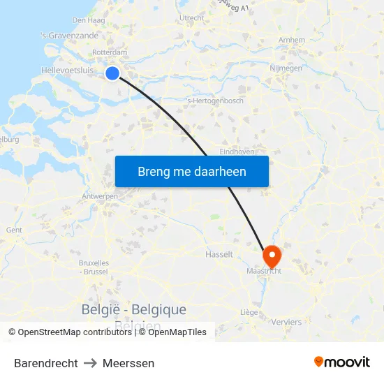 Barendrecht to Meerssen map
