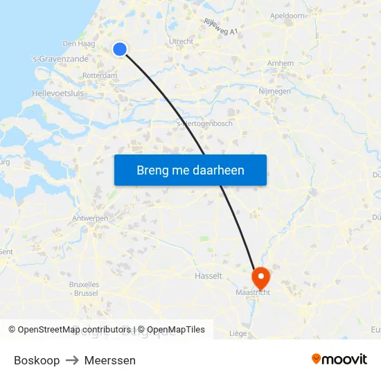 Boskoop to Meerssen map