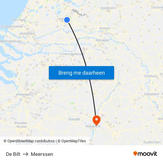 De Bilt to Meerssen map