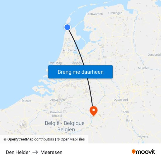 Den Helder to Meerssen map