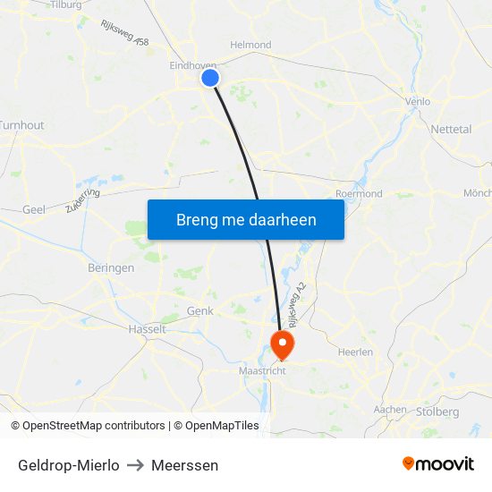 Geldrop-Mierlo to Meerssen map