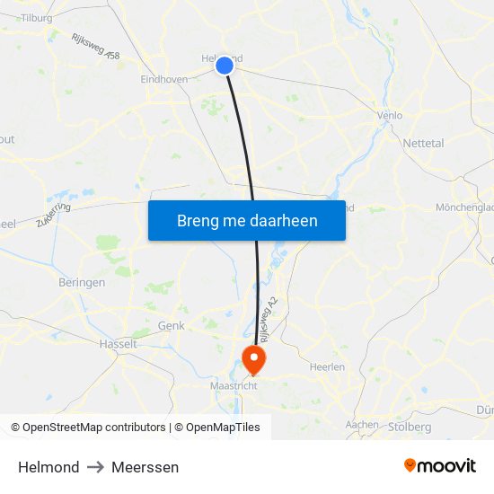Helmond to Meerssen map