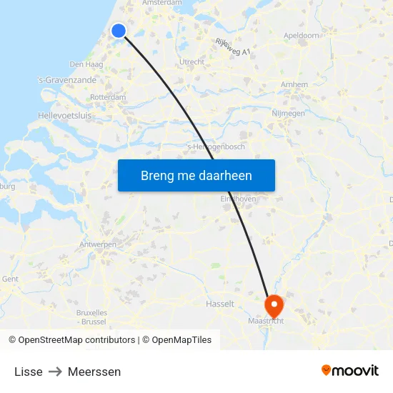 Lisse to Meerssen map