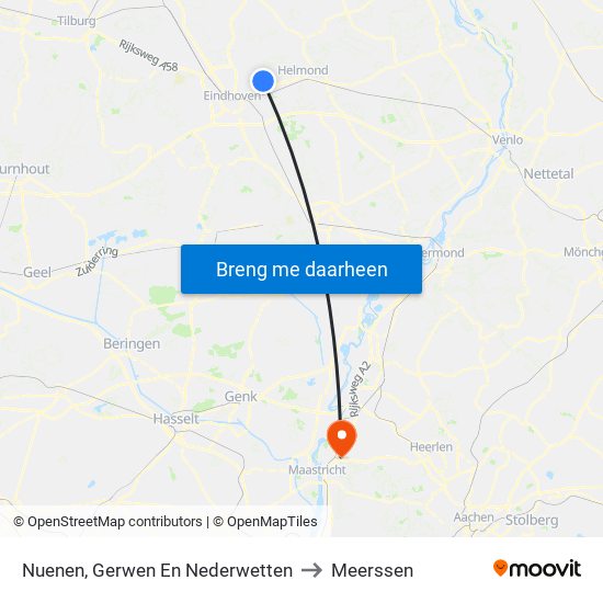 Nuenen, Gerwen En Nederwetten to Meerssen map