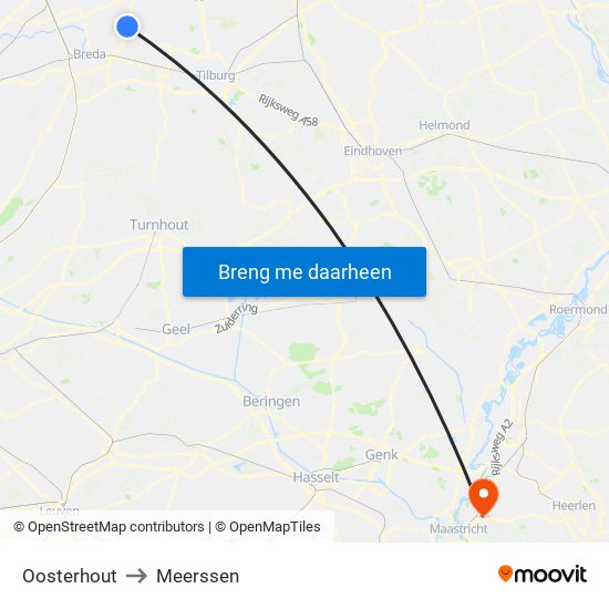 Oosterhout to Meerssen map