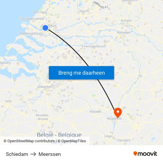 Schiedam to Meerssen map