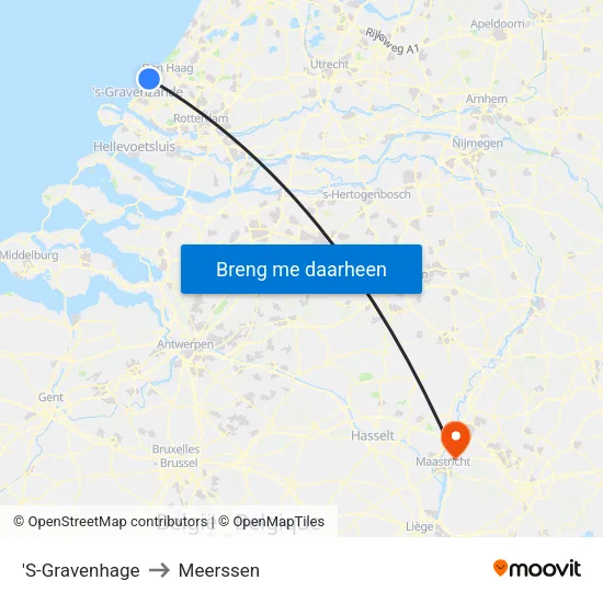 'S-Gravenhage to Meerssen map