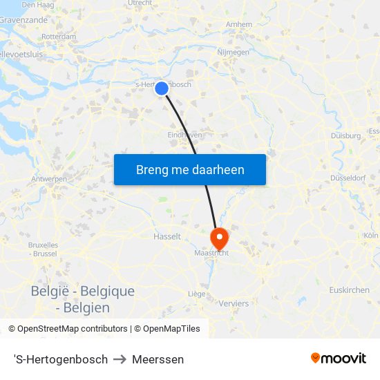 'S-Hertogenbosch to Meerssen map