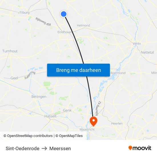 Sint-Oedenrode to Meerssen map