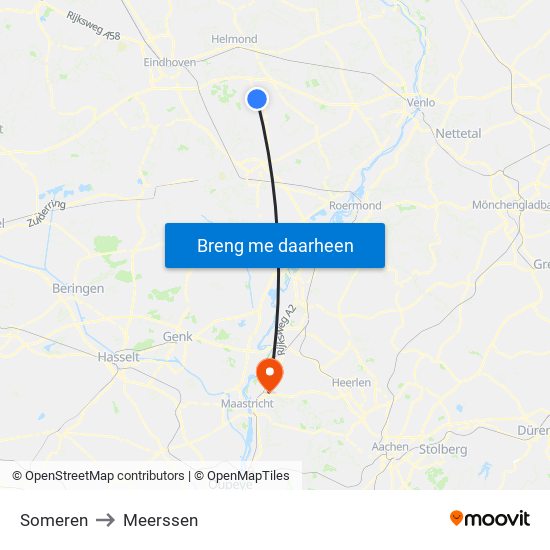 Someren to Meerssen map