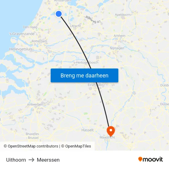 Uithoorn to Meerssen map