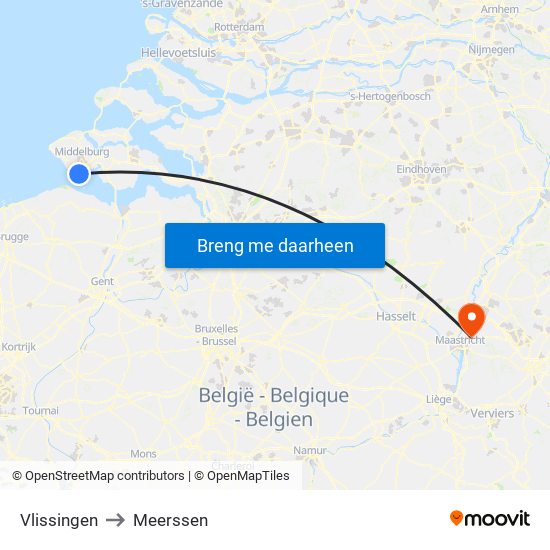 Vlissingen to Meerssen map