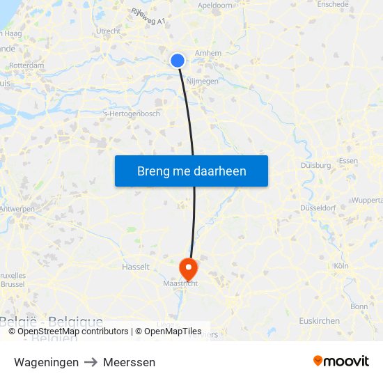 Wageningen to Meerssen map