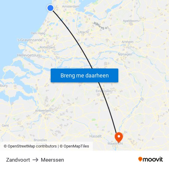 Zandvoort to Meerssen map