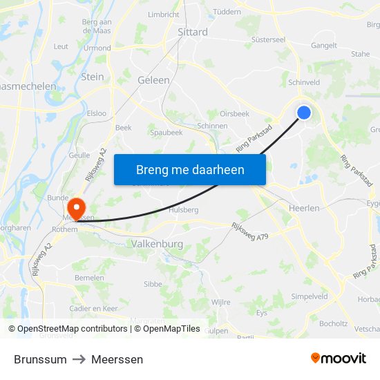 Brunssum to Meerssen map