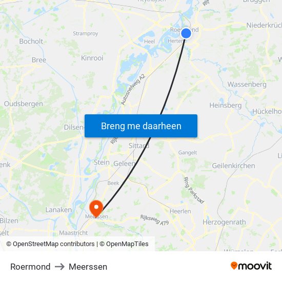 Roermond to Meerssen map