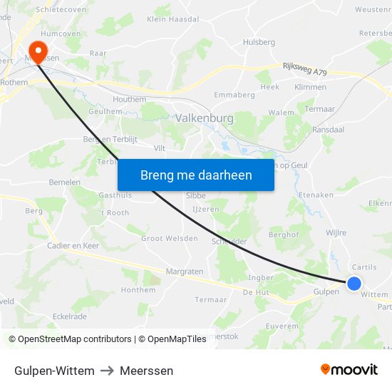 Gulpen-Wittem to Meerssen map