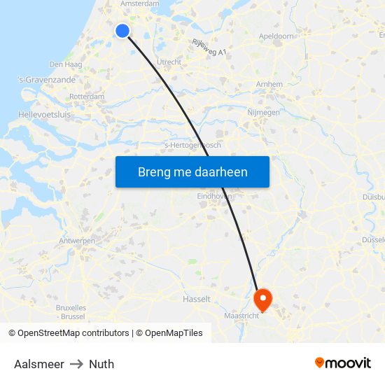 Aalsmeer to Nuth map
