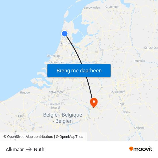 Alkmaar to Nuth map