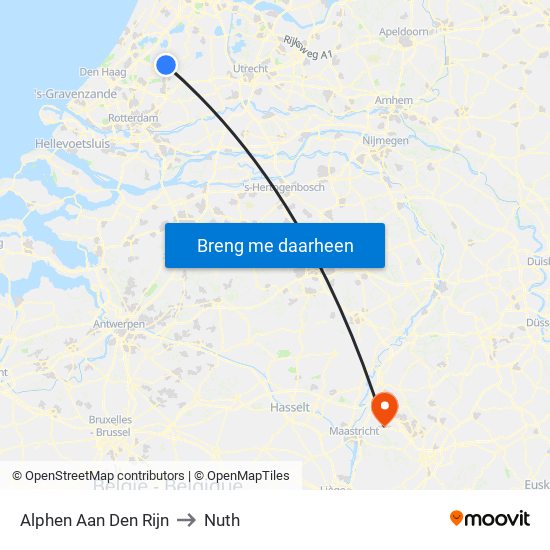 Alphen Aan Den Rijn to Nuth map