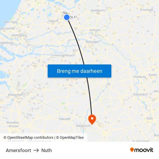 Amersfoort to Nuth map