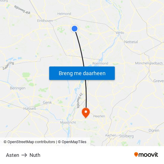 Asten to Nuth map