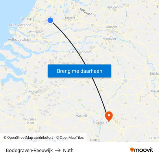 Bodegraven-Reeuwijk to Nuth map
