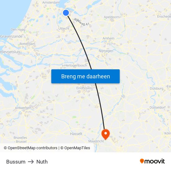 Bussum to Nuth map