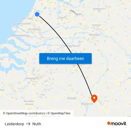 Leiderdorp to Nuth map