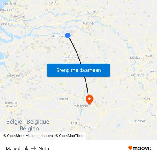 Maasdonk to Nuth map