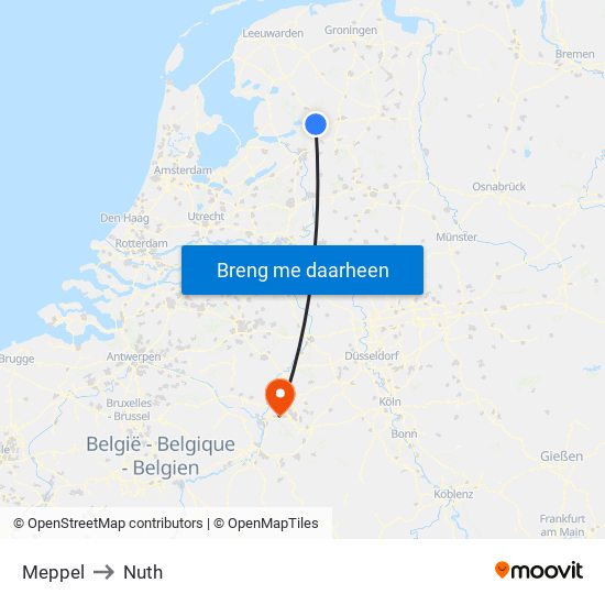 Meppel to Nuth map