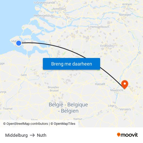 Middelburg to Nuth map